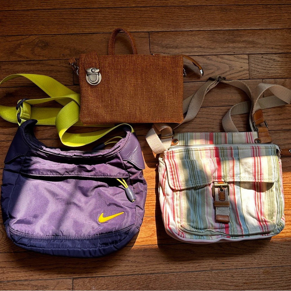 Bundle of purses! Nike, Roots and Anthropologie!